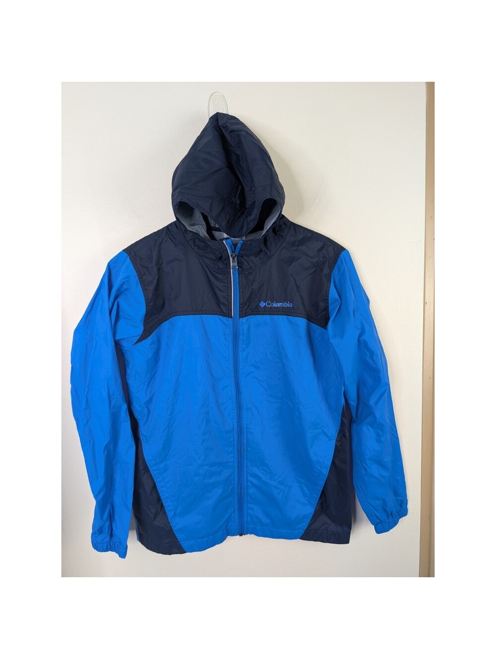 Columbia Boys Size Large Jacket Lightweight Blue Windbreaker 14/16 L Light